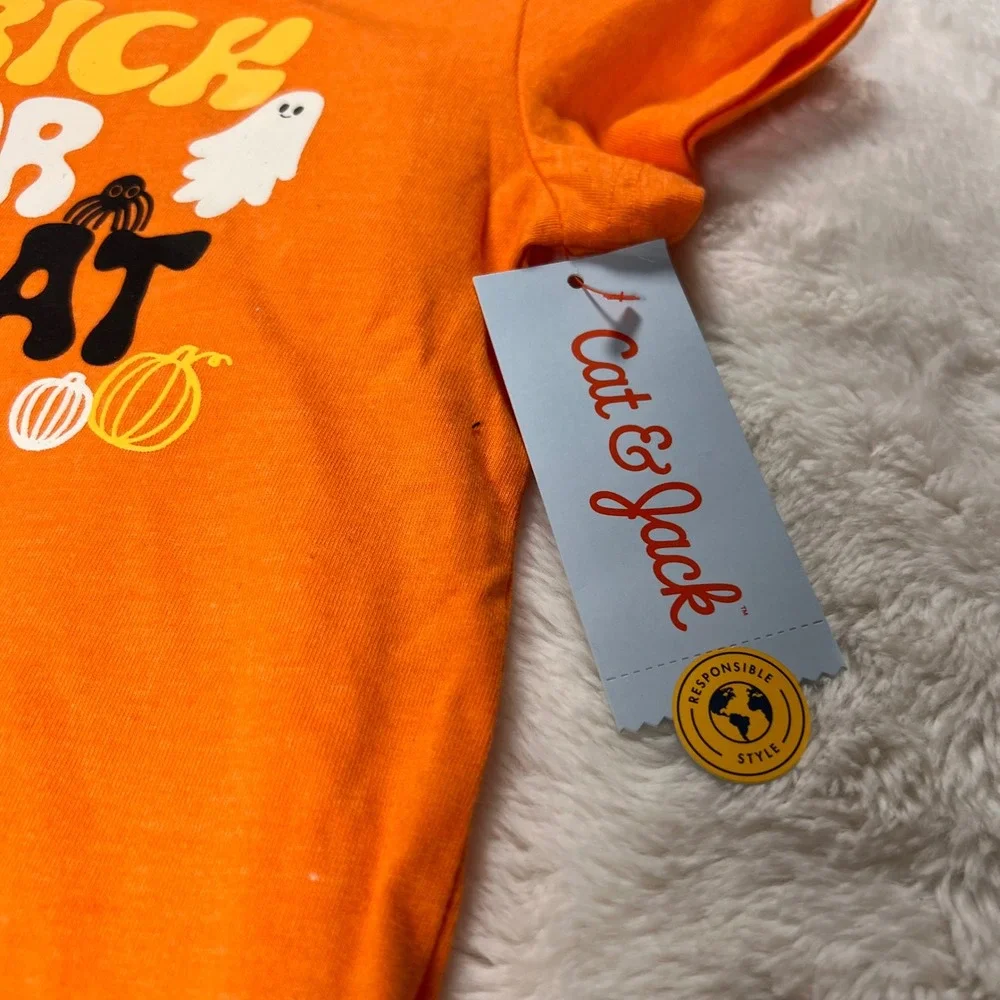 Cat Jack Toddler Girls Orange Trick or Treat‎ Ghost Spider Web Halloween Set 18M